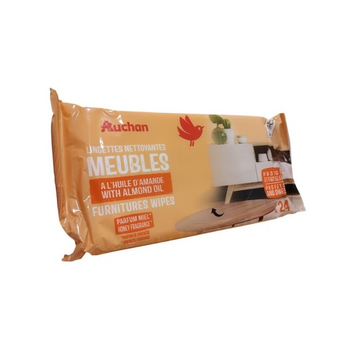 Chusteczki nawilżane do mebli Auchan 24 sztuki