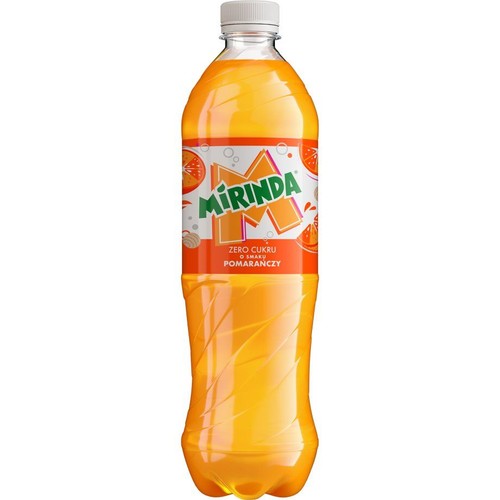 Napój gazowany o smaku pomarańczowym bez cukru. Zawiera substancje słodzące.  Mirinda 850 ml