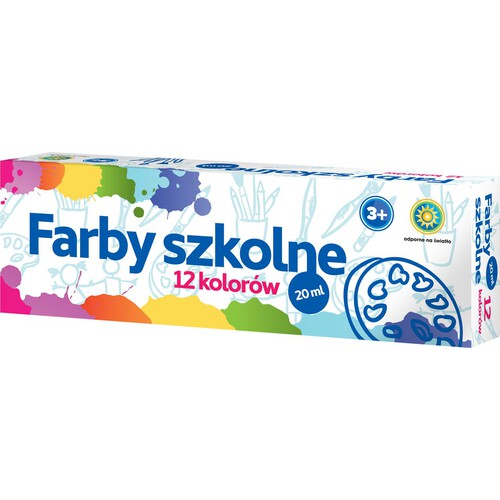 Farby szkolne 12 kolorów x 20 ml Best Service 12 sztuk