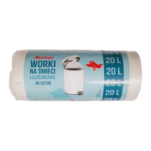 Worki na śmieci łazienkowe 20 l Auchan 40 sztuk