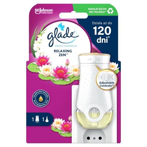 Glade elektryczny odświeżacz powietrza z olejkiem eterycznym, zapach Relaxing Zen. Z regulacją intensywności.