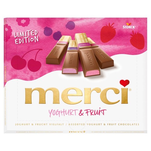 Czekoladki z nadzieniem o smaku jogurtowo-owocowym  Merci 250 g