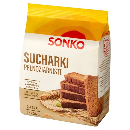 Sucharki pełnoziarniste delikatne i chrupiace Sonko 225 g