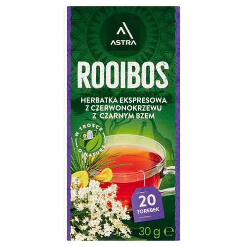 Rooibos herbata z czerwonokrzewu  z czarnym bzem  Astra 30 g