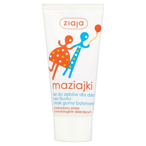 Żel do zębów bez fluoru dla dzieci o smaku gumy balonowej ZIAJA 50 ml