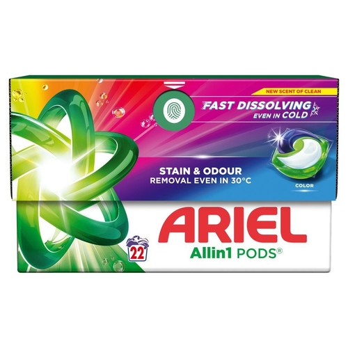 Kapsułki do prania kolorów Stain&Odour Allin1 Pods Ariel 22 kapsułki
