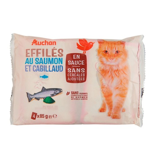 Karma mokra dla kotów rybna mix smaków Auchan 4 x 85 g