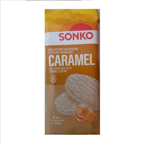 Wafle ryżowo-kukurydziane w polewie karmelowej Sonko 65 g
