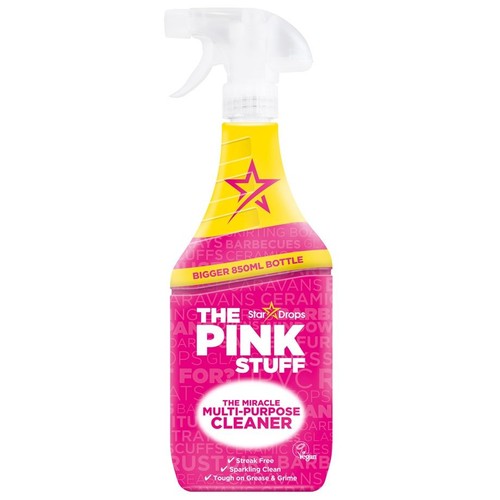 Butelka The Pink Stuff, cudowny uniwersalny środek czyszczący o pojemności 850 ml. Zapewnia czystość bez smug i połysk.