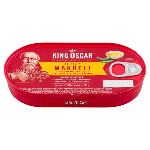 Filety z makreli z jalapeno w oleju z octem z białego wina King Oscar 160 g