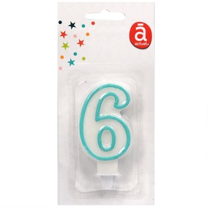 Świeczka urodzinowa "6" 7,5 cm Niebieska Actuel 1 sztuka