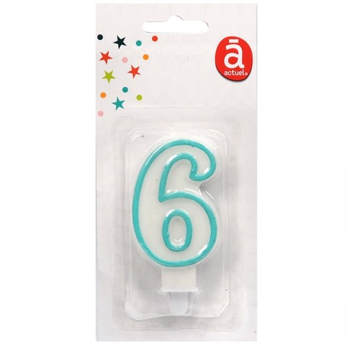 Świeczka urodzinowa "6" 7,5 cm Niebieska Actuel 1 sztuka