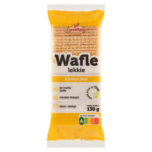 Wafle lekkie. Produkt zawiera substancje słodzące EuroWafel 130 g