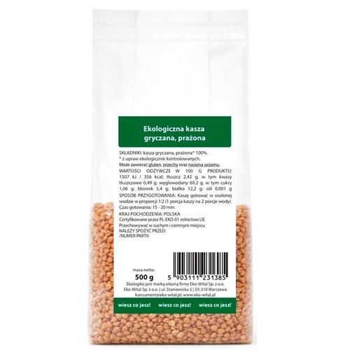 BIO Ekologiczna Kasza gryczana prażona   Ekologiko 500 g