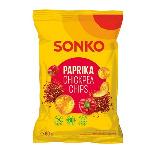 Chipsy z ciecierzycy o smaku papryki, bezglutenowe Sonko 60 g