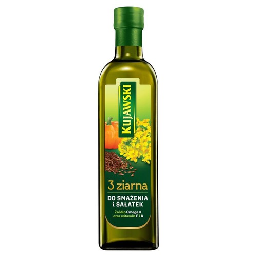 Olej 3 ziarna do smażenia i sałatek Kujawski 750 ml