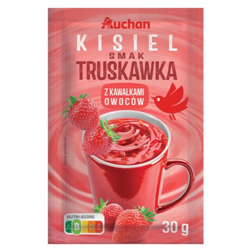 Kisiel o smaku truskawkowym z kawałkami truskawek Auchan 30 g