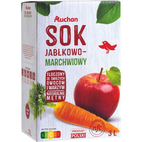 Sok jabłkowo - marchwiowy tłoczony Auchan 3 l