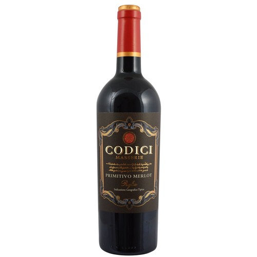 Wino włoskie czerwone wytrawne Primitivo Merlot alk. 13,5% obj. Codici 750 ml