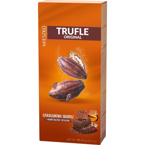 Trufle cukierki w czekoladzie z nadzieniem rumowym  Mieszko 230 g