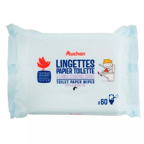 Papier toaletowy dla dzieci z olejkiem migdałowym Auchan 60 sztuk