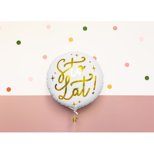 Balon foliowy Sto lat! 35cm biały (1 op. / 1 szt.) PartyDeco 1 sztuka
