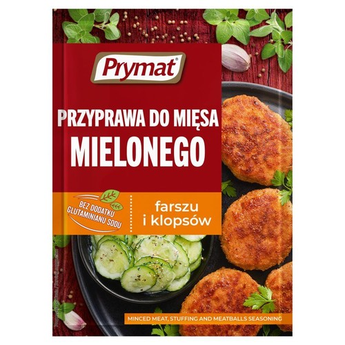Przyprawa Prymat do mięsa mielonego, farszu i klopsów. Bez glutaminianu sodu.