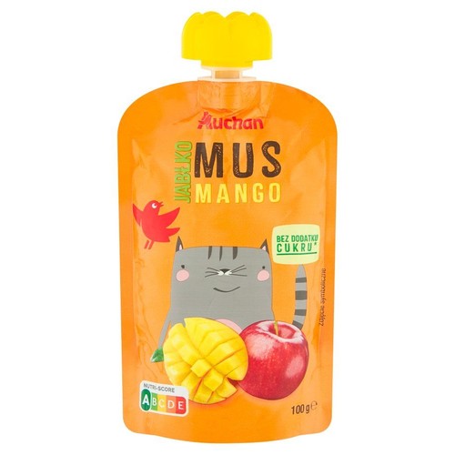 Mus jabłko - mango bez dodatku cukru Auchan 100 g