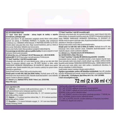 Podwójny zapas krążka żelowego do toalety o zapachu lawendowym Duck  2 x 36 ml