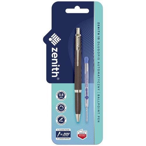 Długopis automatyczny 0,8 mm 10 Classic mix kolorów + wkład 1+1 szt. ZENITH 1 sztuka