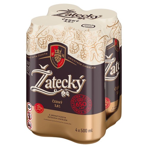 Piwo ciemne Cerne alk. 3,8 % obj.  Zatecky 4 x 500 ml