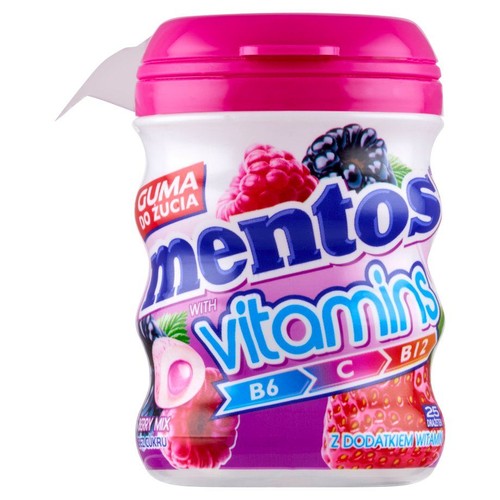 Guma do żucia o smaku owoców leśnych bez cukru Mentos 50 g
