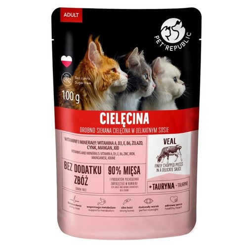 Karma mokra dla kotów z cielęciną  Pet Republic 100 g