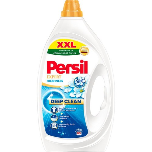 Duża butelka płynu do prania Persil Expert Freshness, 60 prań. Skuteczny w zimnych i krótkich cyklach.