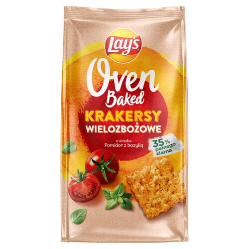 Krakersy Oven Baked wielozbożowe o smaku pomidora z bazylią Lays 80 g