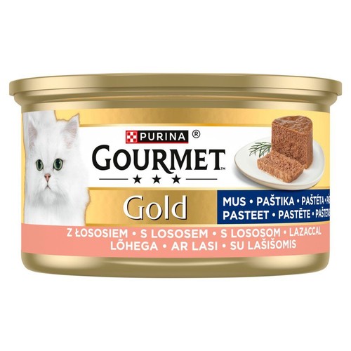 Karma mokra dla kotów mus z łososiem Gourmet 85 g