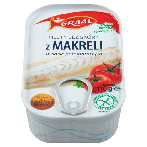 Filety z makreli bez skóry w sosie pomidorowym GRAAL 110 g