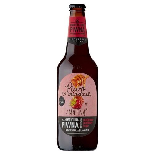 Piwo jasne lager na Miodzie z Maliną alk. 4,7% obj. Manufaktura Piwna 500 ml