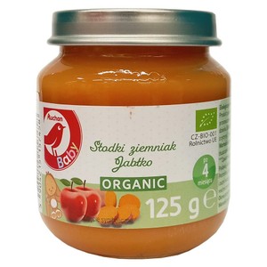 BIO Przecier słodki ziemniak, jabłko po 4 miesiącu  Auchan Baby 125 g