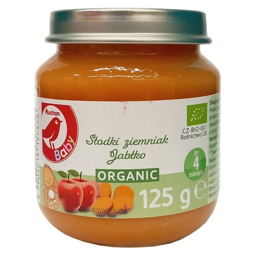 BIO Przecier słodki ziemniak, jabłko po 4 miesiącu  Auchan Baby 125 g