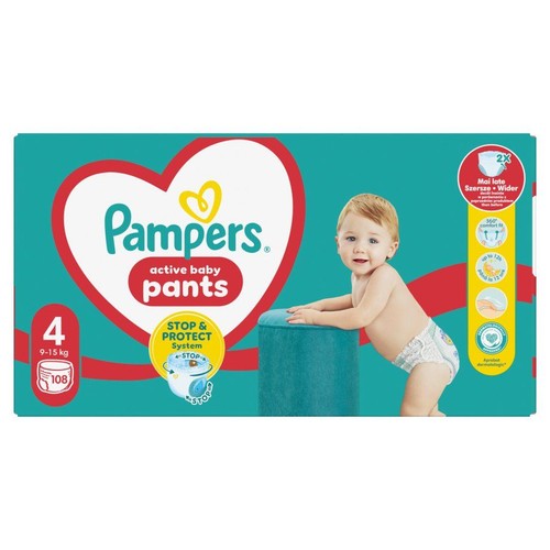 Pieluchomajtki Active baby Pants 4  9-15 kg Pampers 108 sztuk