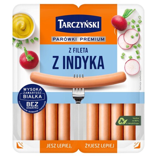 Parówki z fileta z indyka 90% mięsa Tarczyński 80 g