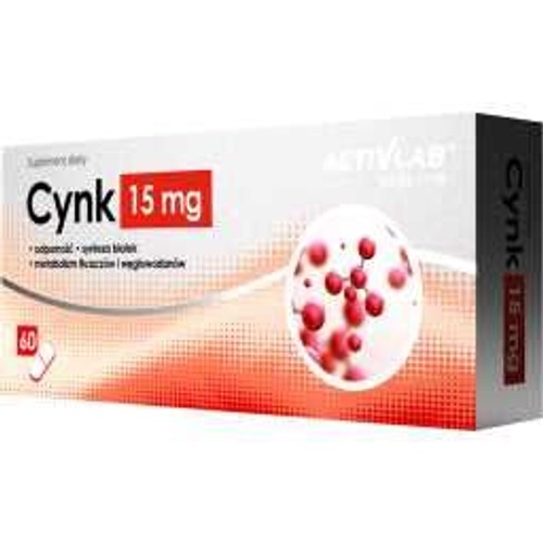 Opakowanie suplementu diety Activlab Cynk 15 mg. Zawiera 60 kapsułek.