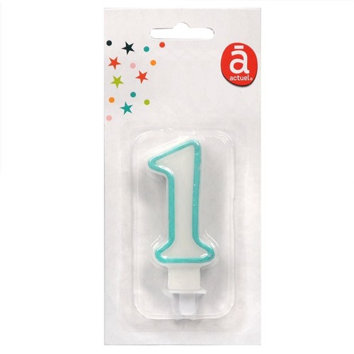 Świeczka urodzinowa "1" 7,5 cm Niebieska Actuel 1 sztuka