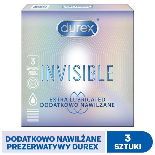 Prezerwatywy Invisible dodatkowo nawilżane Durex 3 sztuki