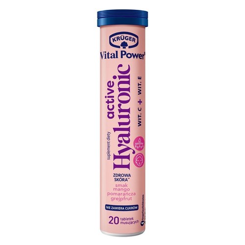 Active Hyaluronic Witamina C i Witamina E 20 tabletek Krüger opakowanie