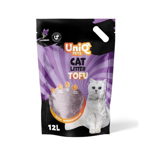 Żwirek biodegradowalny tofu lawenda   Uniq Pets 12 l