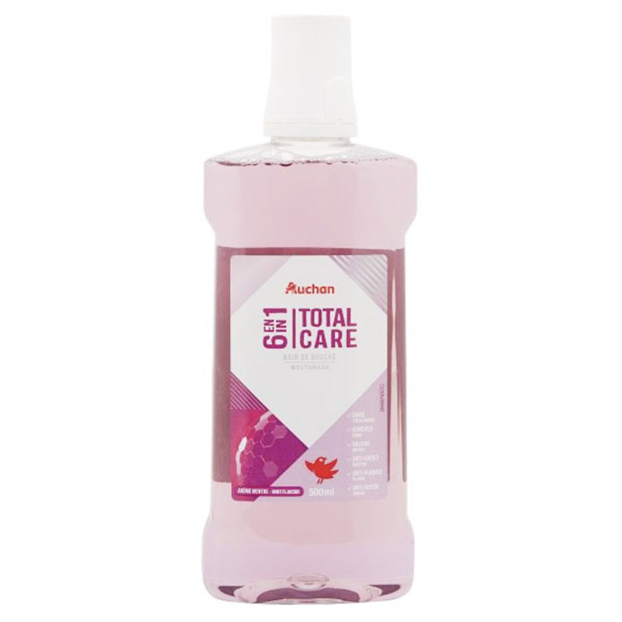 Płyn do płukania jamy ustnej pełna ochrona 6w1 Auchan 500 ml