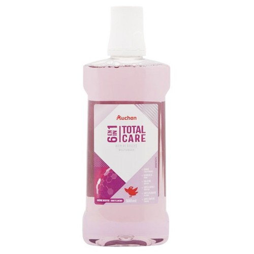 Płyn do płukania jamy ustnej pełna ochrona 6w1 Auchan 500 ml