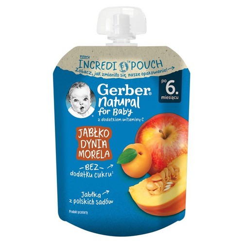 Mus owocowy jabłko, dynia, morela po 6 miesiącu Gerber 80 g
